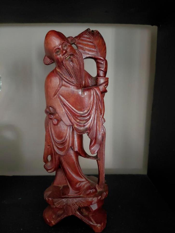Houten Shou Beeldje - Lang Leven, Antiek en Kunst, Kunst | Beelden en Houtsnijwerken, Ophalen of Verzenden