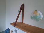 Houten wandplank met leren riemen, Ophalen of Verzenden