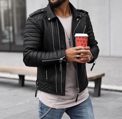 Sportieve Leren Jack. Motorjack. Terminator-Jack Echt Leder., Kleding | Heren, Jassen | Winter, Nieuw, Maat 56/58 (XL), Zwart