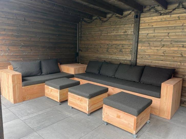 Douglashout Hoekbank Loungeset van Douglas Tuinset behandeld, Tuin en Terras, Tuinsets en Loungesets, Nieuw, Loungeset, Hout, 8 zitplaatsen