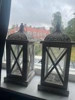 Twee lantaarns, Tuin en Terras, Buitenverlichting, Ophalen of Verzenden, Gebruikt, Hout