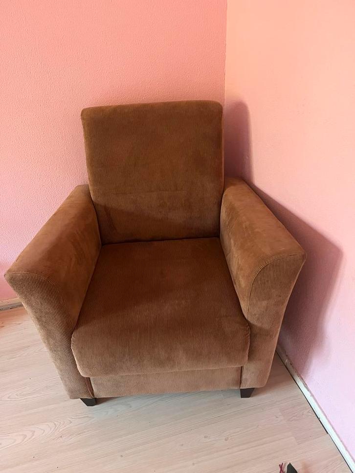 Gratis Bruine Corduroy stoel - Den Haag, Huis en Inrichting, Fauteuils, Gebruikt, Stof, 75 tot 100 cm, Ophalen