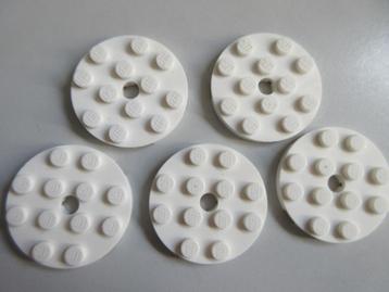 nr. 6922, 5 ronde witte plaatjes 4x4. Verzenden mogelijk. beschikbaar voor biedingen