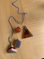 4 echte Edelstenen kettinghangers & 1 zilverkleurige ketting, Ophalen of Verzenden, Zo goed als nieuw