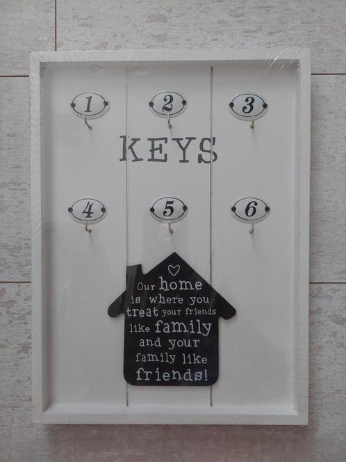 Nieuw! Houten wandbord sleutelbord sleutels opbergen wit, Huis en Inrichting, Woonaccessoires | Wanddecoraties, Nieuw, Ophalen of Verzenden