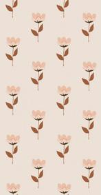 Kinderbehang Behang Retro Bloem Roze Bibelotte, Nieuw, Ophalen of Verzenden, Wanddecoratie, Info@bibelotte.nl