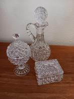 prachtige set van 3 kristallen items doosje, karaf, bonbon, Ophalen