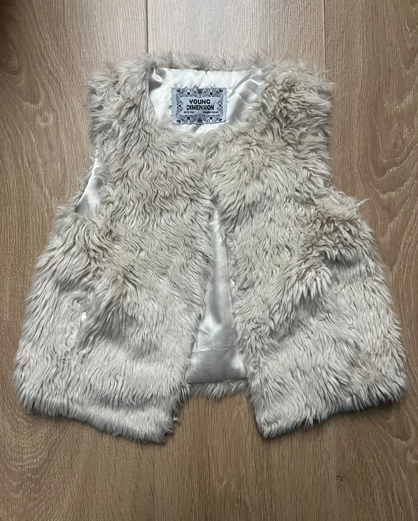 Young Dimension bont vestje beige maat 110 | 4-5 jaar, Gebruikt, Meisje, Trui of Vest, Ophalen of Verzenden