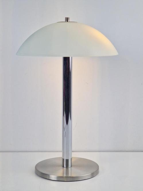 Vintage mushroom tafellamp glas rvs chroom ‘60 mid century, Huis en Inrichting, Lampen | Tafellampen, Gebruikt, Minder dan 50 cm