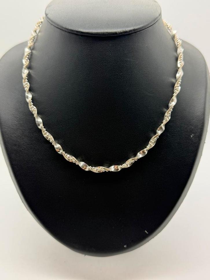 A723 Prachtige zilveren ketting wokkels, Sieraden, Tassen en Uiterlijk, Kettingen, Zilver, Zilver, Ophalen of Verzenden