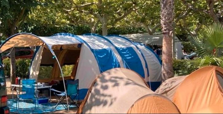Vrijbuiter 4-persoons katoenen tent met luifel, Caravans en Kamperen, Tenten, tot en met 4, Gebruikt, Ophalen
