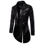 Heren lang zwart glitter colbert mannen zwarte blazer jas, Verzenden, Nieuw, Zwart