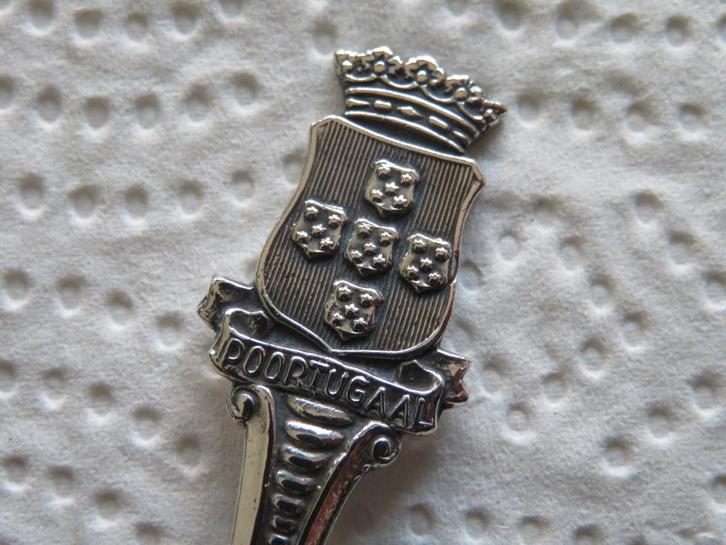 Verzilverd Lepeltje Wapen Poortugaal, Verzamelen, Porselein, Kristal en Bestek, Zo goed als nieuw, Bestek, Overige materialen