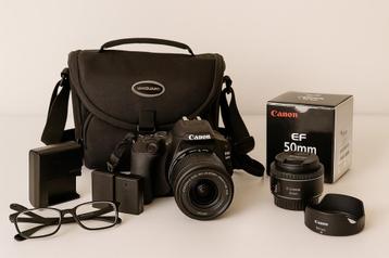 Canon EOS 200D + 18-55mm lens + Canon EF 50mm f/1.8 II  beschikbaar voor biedingen