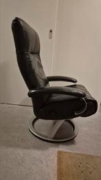 design relax fauteuil. zwart leer., Huis en Inrichting, Fauteuils, Ophalen, Gebruikt, 50 tot 75 cm