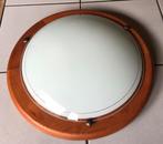 Plafond lamp hout met melkglas zgan, Huis en Inrichting, Lampen | Plafondlampen, Ophalen, Zo goed als nieuw, Glas, Modern
