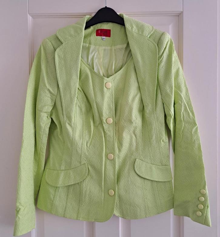 Edgar Vos Collection limegroen jasje als nieuw maat 38 48884, Kleding | Dames, Jasjes, Kostuums en Pakken, Zo goed als nieuw, Jasje