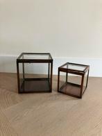 2 Kubus Vitrine Kistjes Glas/Metaal, Minder dan 50 cm, Minder dan 50 cm, Ophalen of Verzenden, Zo goed als nieuw