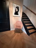 Velvet stoel met leuningen en houten poten zgan, Huis en Inrichting, Stoelen, Ophalen, Overige kleuren, Zo goed als nieuw, Eén