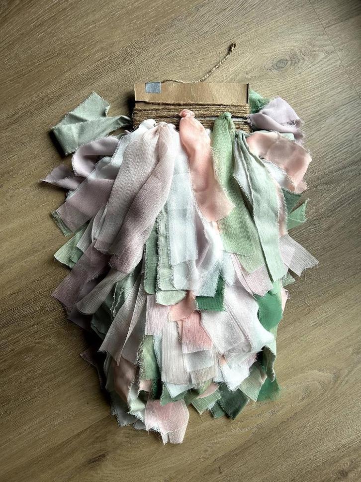 Vlaggenlijn / tasselslinger, gebruikt als bruiloftsdecoratie, Hobby en Vrije tijd, Feestartikelen, Zo goed als nieuw, Versiering