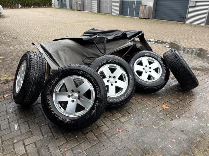 Jeep banden + velg 5x127 225 70 r18 M+S wrangler, Auto-onderdelen, Banden en Velgen, Banden en Velgen, All Season, 18 inch, 255 mm