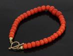 Bloedkoraal fraaie rode kleur 14k gouden armband slot dames