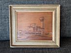Marqueterie Raadhuis Hilversum Dudok; 36,5 x 42,5 cm, Ophalen