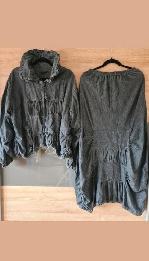 Leuke set van spijkerstof merk Hebbeding, Kleding | Dames, Grote Maten, Nieuw, Rok, Zwart, Verzenden