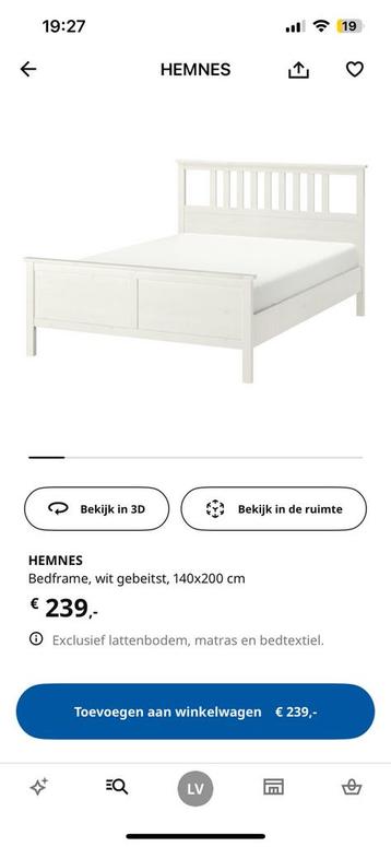 IKEA Hemnes bedframe 140x200cm (excl. lattenbodem, matras) - afbeelding 9