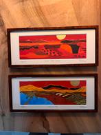 Twee ingelijste zeefdrukken van Ronald Boonacker, Antiek en Kunst, Kunst | Etsen en Gravures, Verzenden