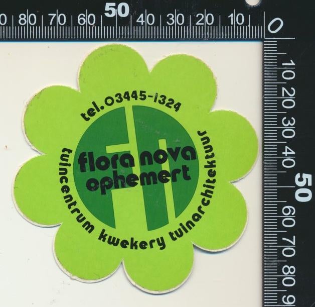 Sticker: Flora Nova - Ophemert, Ophalen of Verzenden, Zo goed als nieuw, Bedrijf of Vereniging