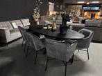 Set van 6 Velvet Croco Eetkamerstoelen Antraciet Grijs, Verzenden, Nieuw, Vijf, Zes of meer stoelen, Stof