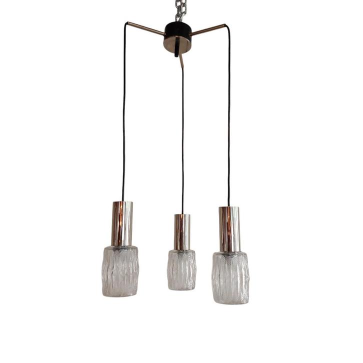 Vintage cascade hanglamp, Huis en Inrichting, Lampen | Hanglampen, Gebruikt, 50 tot 75 cm, Glas, Overige materialen, Ophalen of Verzenden