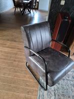 2 Lederen fauteuils Grijs, Huis en Inrichting, Fauteuils, Ophalen, Zo goed als nieuw, 50 tot 75 cm, Leer
