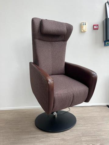 Prominent Sorisso Sta Op Relaxfauteuil Bruin Leer Stof L Xl beschikbaar voor biedingen