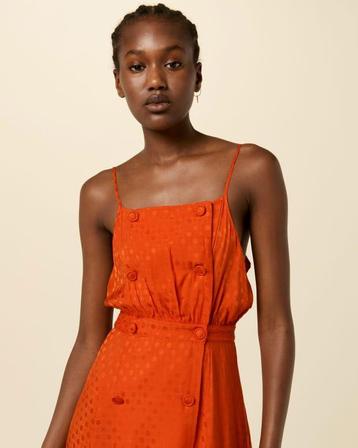 Sessùn prachtige oranjerode midi zomer jurk 34/36 beschikbaar voor biedingen