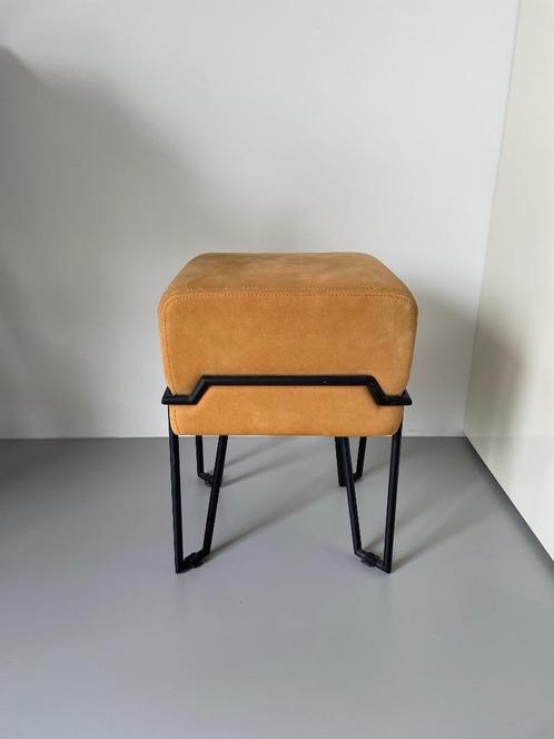 Puik Design Bokk Kruk leer zwart cognac, Huis en Inrichting, Krukjes, Gebruikt, Staal, Ophalen
