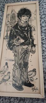 Vintage Tekening: Jongen met Duiven, Ophalen of Verzenden