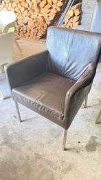 Gratis af te halen 6 eetkamerstoelen leer, Huis en Inrichting, Fauteuils, Ophalen, Gebruikt, 75 tot 100 cm, Leer