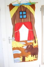 Oprolbare boerderij poppenkast met handpoppen, Ophalen of Verzenden, Gebruikt, Overige typen