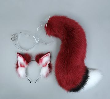 Rode Vossenstaart En Oren Furry Fursuit Fur Vos Staart Dier beschikbaar voor biedingen