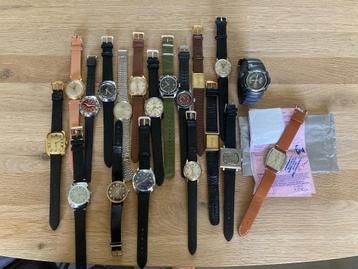 Lot van 19 Vintage Horloges Eterna Rado Bulova Casio beschikbaar voor biedingen