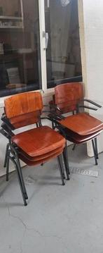 6xmarko school eetkamer stoel vintage, Ophalen, Gebruikt, Bruin, Vintage