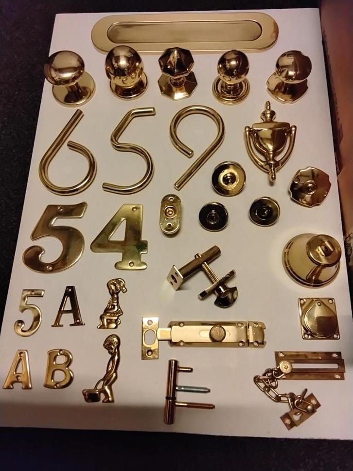 Voordeur beslag in messing en chroom uitvoering, Doe-het-zelf en Verbouw, Hang- en Sluitwerk, Klink of Kruk, Ophalen of Verzenden