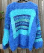 Gebreide wollen trui in blauw en turquoise, maat L., Blauw, Maat 42/44 (L), Ophalen of Verzenden, Zo goed als nieuw