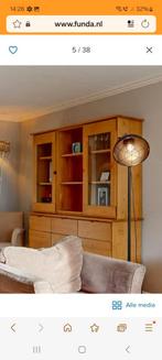 Licht eiken houten buffet/ vitrine kast met glas en lades, Huis en Inrichting, Kasten | Buffetkasten, Ophalen, Eikenhout, 150 tot 200 cm