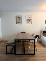 Eettafel met bank, stoelen en schapenvachten - Utrecht, Ophalen, Gebruikt, 50 tot 100 cm, Vier personen