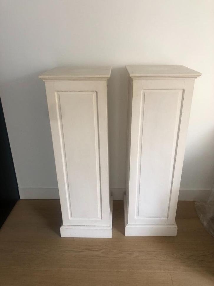 2 houten sokkels / pilaren – landelijke stijl – set van 2, Huis en Inrichting, Woonaccessoires | Zuilen en Pilaren, Gebruikt, Ophalen