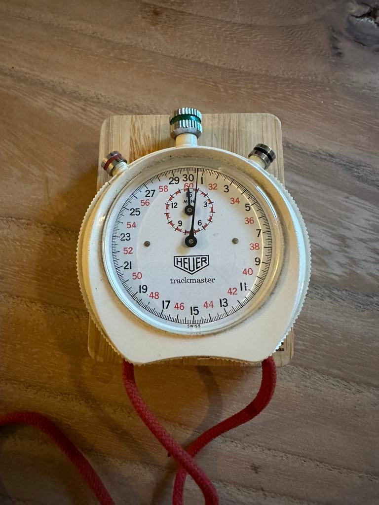 Prachtig vintage Heuer Trackmaster mechanische stopwatch, Verzamelen, Overige Verzamelen, Gebruikt, Ophalen of Verzenden