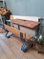 Vintage schooltafel met 2 zitplaatsen, Kinderen en Baby's, Kinderkamer | Tafels en Stoelen, Ophalen, Gebruikt, Stoel(en)